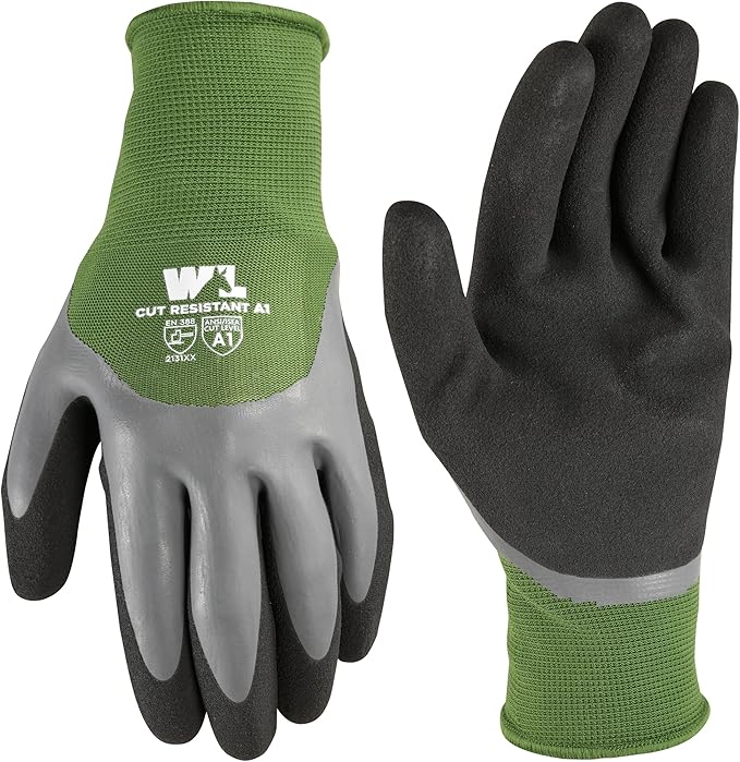 Wells Lamont Men's Waterproof Work Gloves with Latex Double Coating, Green/Black, Medium (609M-300)