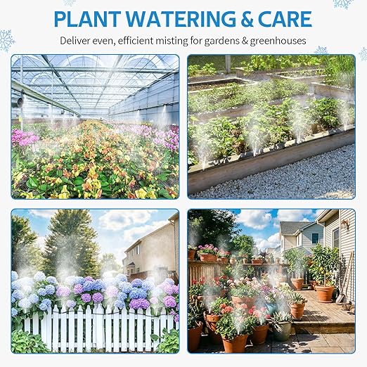 homenote Misting Cooling System 59FT (18M) Misting Line + 20 Brass Mist Nozzles + Brass Adapter(3/4") Outdoor Mister for Patio Backyard Garden Greenhouse Watering