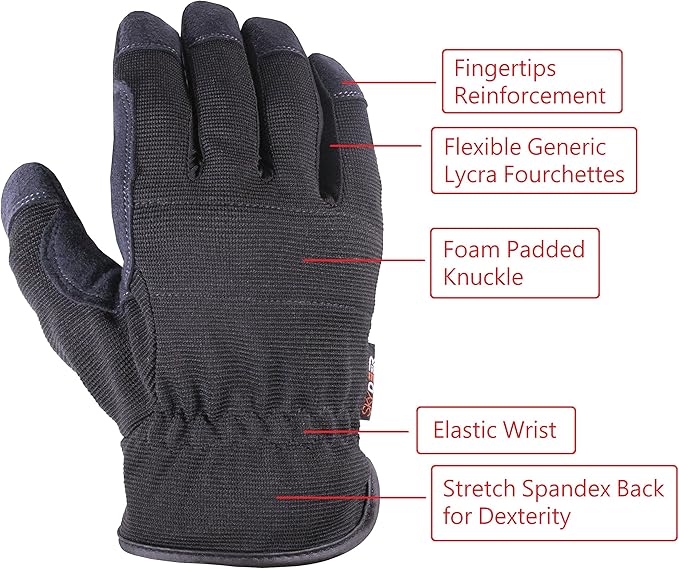 SKYDEER 3-Pairs Pack Durable Leather Work Gloves for Gardening and General Work (SD8811/XL)