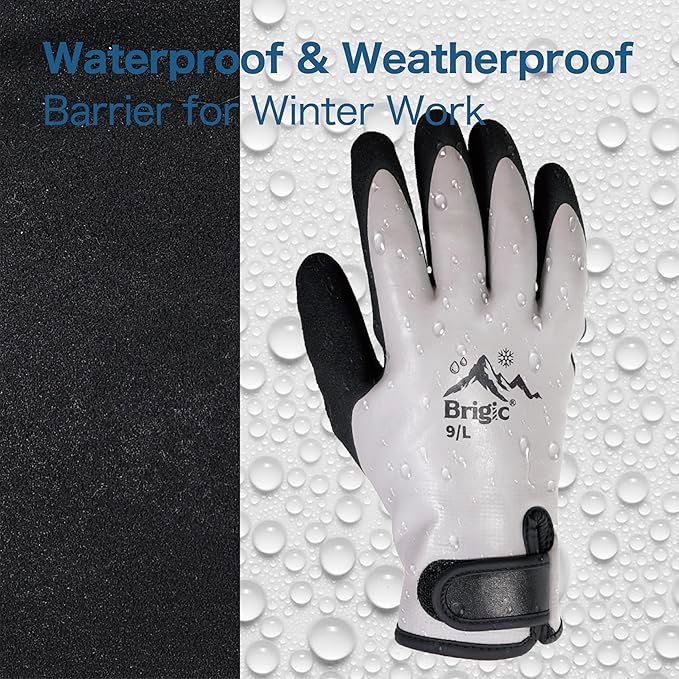 Waterproof Weatherproof Winter Work Gloves, Gray, Ideal for Gardening & Outdoor Tasks