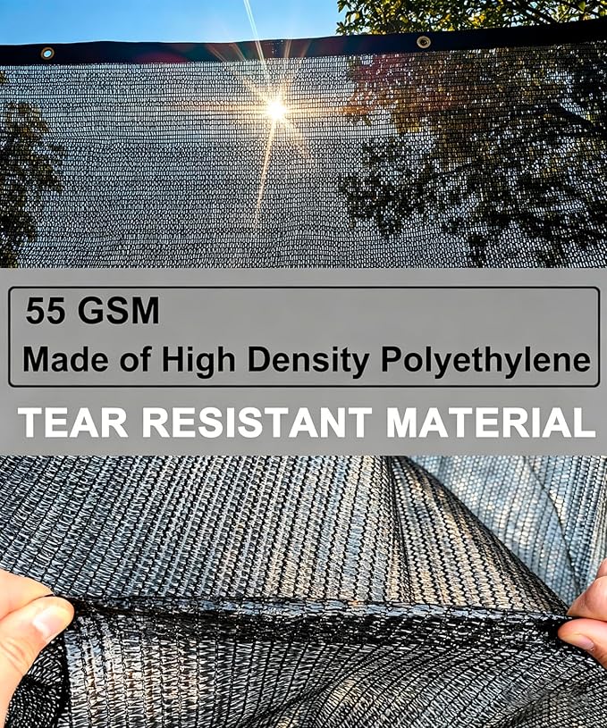 E.share 40%-50% Black Sun Shade Cloth Outdoor - 10Ft X 18Ft Garden Shade Netting with Grommets for Greenhouse, Plant Covers, Patio, Chicken Coop, Barn & Kennel