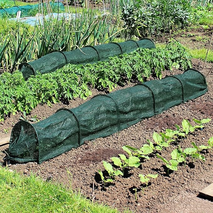 10 ft Portable Greenhouse with Quick-Release Tech Garden Tunnel Shade Net Cover, Sun & Heat Protection for Vegetables & Plants, Includes Hoops & Stakes(Green,1 Pack)