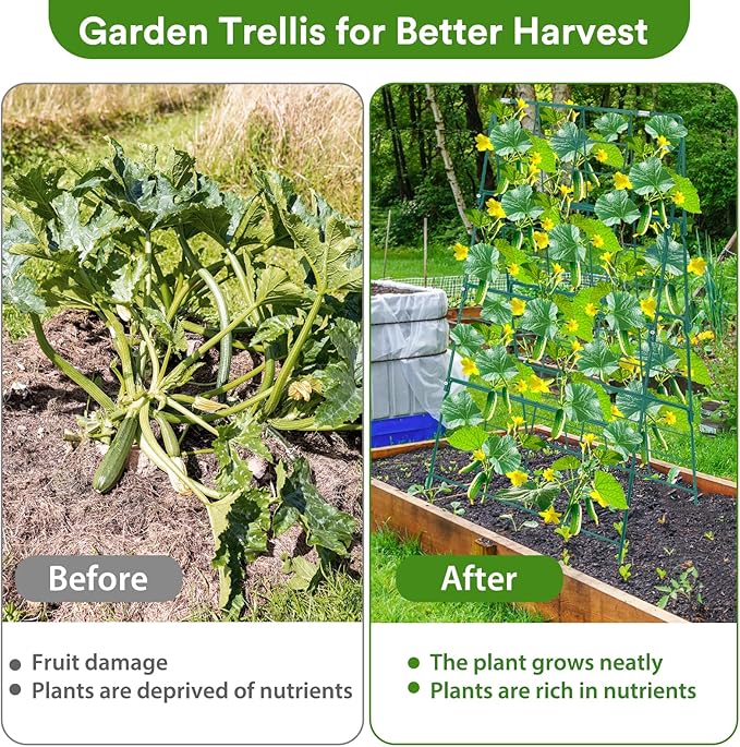 17 x 42 Inch Garden Trellis for Raised Beds Foldable Climbing Plant Support Cucumber Trellis Outdoor A-Frame Metal Vegetable Trellis with Garden Supplies for Grape Tomato Peas Flower