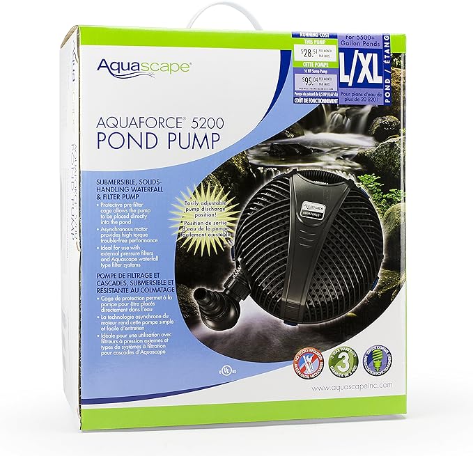 AquaForce Solids-Handling Waterfall and Pond Filter Pump | Flow Rates from 1,000 to 5,200 GPH (5284 GPH)