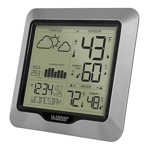 La Crosse Technology Advanced Wireless Weather Station: Dynamic Icons, Barometric Pressure, Atomic Time, Temperature/Humidity Gauge, Recording, Stylish Display, Fast Reception & Long Range (330 Feet)