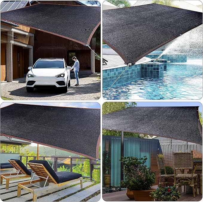 90% Shade Cloth,6 x 16 FT,Tear Resistant Sun Shade Net with Reinforced Grommet,Durable Garden Shade Tarp Cover for Greenhouse,Sunshade Outdoor Patio and Pergola,Chicken Coop,Plant Cover,Black