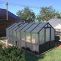 MUPATER 8x14 FT Walk-in Wooden Greenhouse for Outside, Heavy Duty Garden Hot House with Ventilated Window & Lockable Door for Backyard, Patio, Lawn, Black