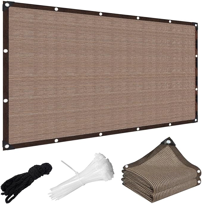 Shade Cloth for Garden, 3 x 16 FT 90% Sun Shade Cloth for Greenhouse, Patio, Plants Cover and Chicken Coops, Pergola Shade Cover Canopy, Mesh Tarp Sun Screens for Patio, Outdoor, Garden - Mocha