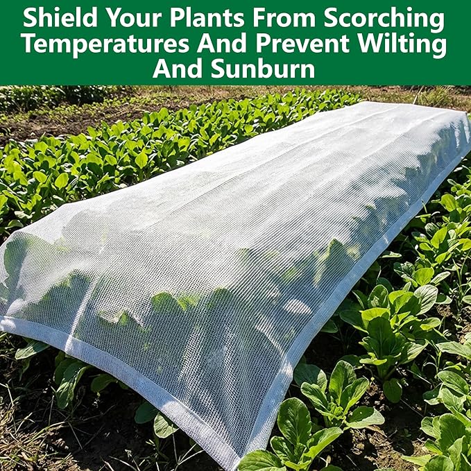 9.9 x 6.6 Ft Plant Shade Nylon Cloth, White Plant Sun Protection Net with Reinforced Grommets, Garden Sunshade Cover Cloth for Protecting Plants from Direct Sunlight