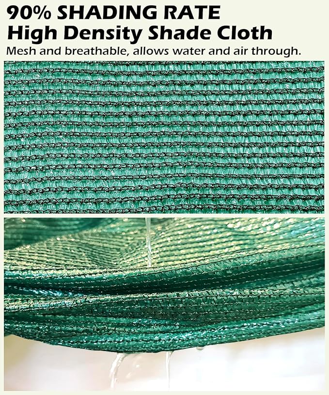 90% Green Shade Cloth 20ft x 24ft Heavy Duty Outdoor Mesh Tarp with Grommets, Sun Shade Canopy for Patio, Garden, Greenhouse, Chicken Coops, Plants Vegetables, Swimming Pool
