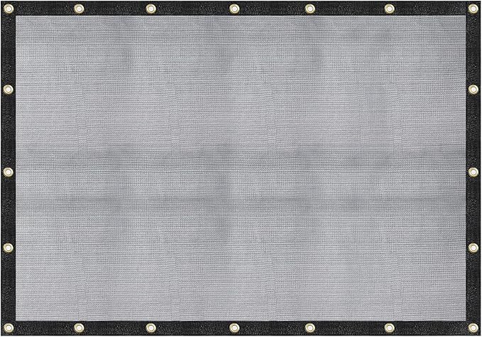 [WindscreenSupplyCo] 60-70% 8 FT X 10 FT Mesh Tarp/Shade Cloth 9-Needle Knitted Heavy Duty Black with Grommets for Green House, Garden, pergola, Pools, Dump Truck - MT0810BLKX1