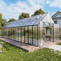 CDCASA 10x32 FT Greenhouse for Outdoors,Large Easy Assembly Thicker Aluminum Polycarbonate Greenhouses w/7 Windows, Double Doors, Walk-in Green House for Outside,Patio,Backyard,Garden