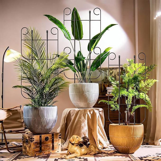 4 Pack Trellis for Climbing Plants Indoor, Expandable Small Metal Trellis for Potted Plants, Flowers Vine Ivy, Sturdy Houseplant Pothos Plant Climber Support