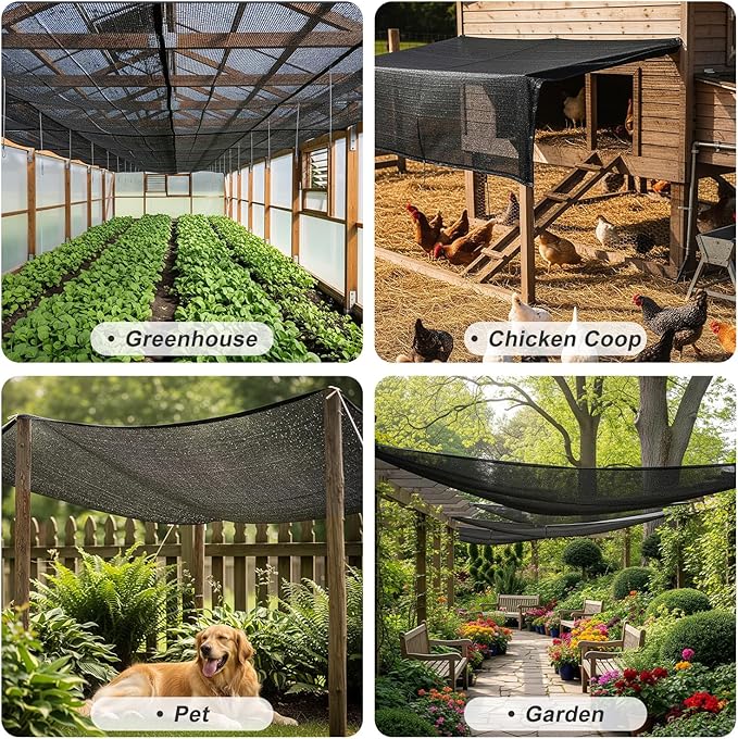 SUNNY GUARD 35-45% Sun Shade Cloth, 6.5 x 16.5 FT Black HDPE Mesh – Breathable Garden Shade Cover for Plants, Vegetables, Greenhouse, Patio, Chicken Coop & Dog Kennel