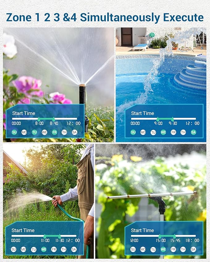 DEWENWILS Sprinkler Timer 4 Zone and 2 Zone, Water Timer for Garden Hose with Rain Delay/Manual/AUTO Irrigation Timer, Programmable Outdoor Faucet Hose Timer for Yard, Lawn