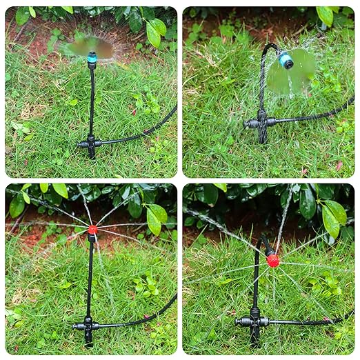 MIXC 20pcs 360° Adjustable Drip Irrigation Vortex Emitters for 1/4" Drip Irrigation Tubing, Only 20pcs Push-to-Connect Drip Emitters and Quick-Connect Three-Way Tubing Fittings