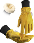 DULFINE Winter Leather Work Gloves for Men and Women,3M Thinsulate Lining for Cold Weather Work, Thermal Insulated Gloves