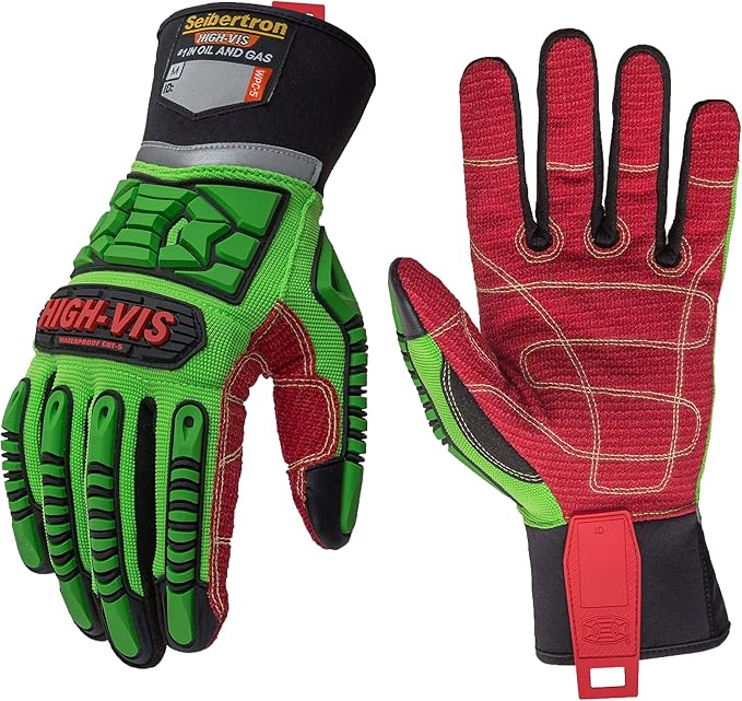 Seibertron High-Vis Series Cut Resistant Reducing Anti-Impact Mechanics Heavy Duty Safety Rescue Oil and Gas Gloves