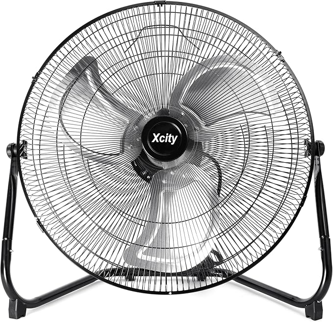 20 Inch Floor Fan, Max 4650 CFM Industrial Fan, 3-speed and 360°Adjustable Tilt, Metal Construction and Aluminum Blades, Ideal for Warehouse, Workshop, Factory, Garage