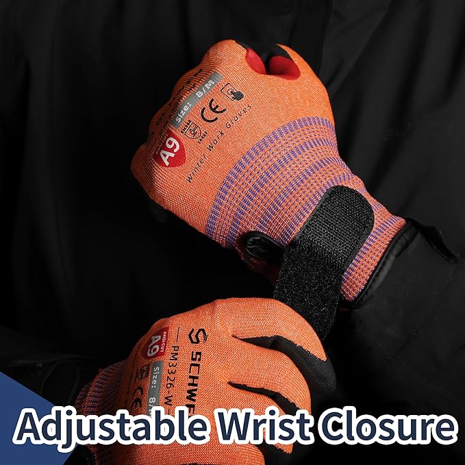 Schwer FreezeGuard-X Winter Work Gloves for Men and Women, ANSI A9 Cut Resistant Gloves for Extreme Protection, Freezer Glove With Super Grip, Touchscreen, Thermal Insulated, PM3326-W (M,1 Pair)