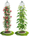 2PCS Garden Trellis for Climbing Plants, 6.2FT Rustproof Metal Pipe with Heavy Duty Plastic Coated, Garden Outdoor Indoor Potted Plant Support, Obelisk Garden Trellis for Climbing Vine (Green)