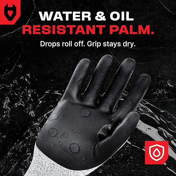 NoCry Professional Cut Resistant Work Gloves for Men and Women with Firm Grip and Waterproof Palms — Touchscreen Tips & Reinforced Thumb — Ideal for Cutting, Slicing and Dicing