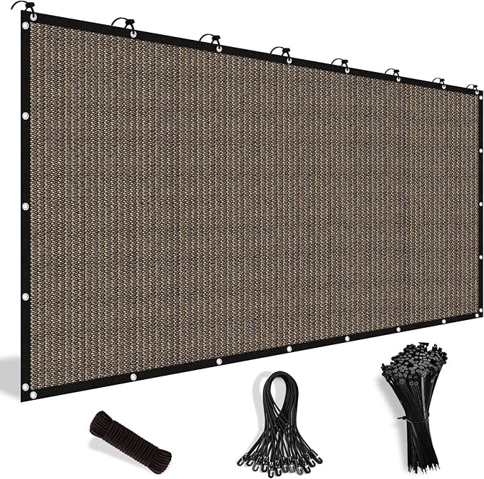 Shade&Beyond 90% Sun Shade Cloth with Grommets, 8' X 8' Pergola Shade Cover Canopy, Mesh Tarp Sun Screens for Patio, Outdoor, Garden, Backyard, Mocha, GN10