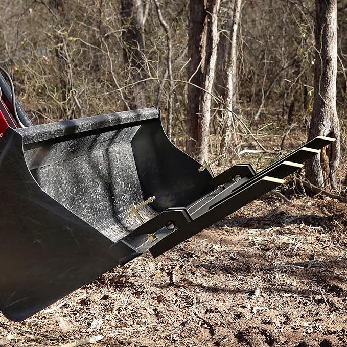 YITAMOTOR Clamp on Debris Forks to 48" Bucket, Heavy Duty Pallet Fork 2500 lbs Capacity Fit for Loader Bucket Skidsteer Tractor