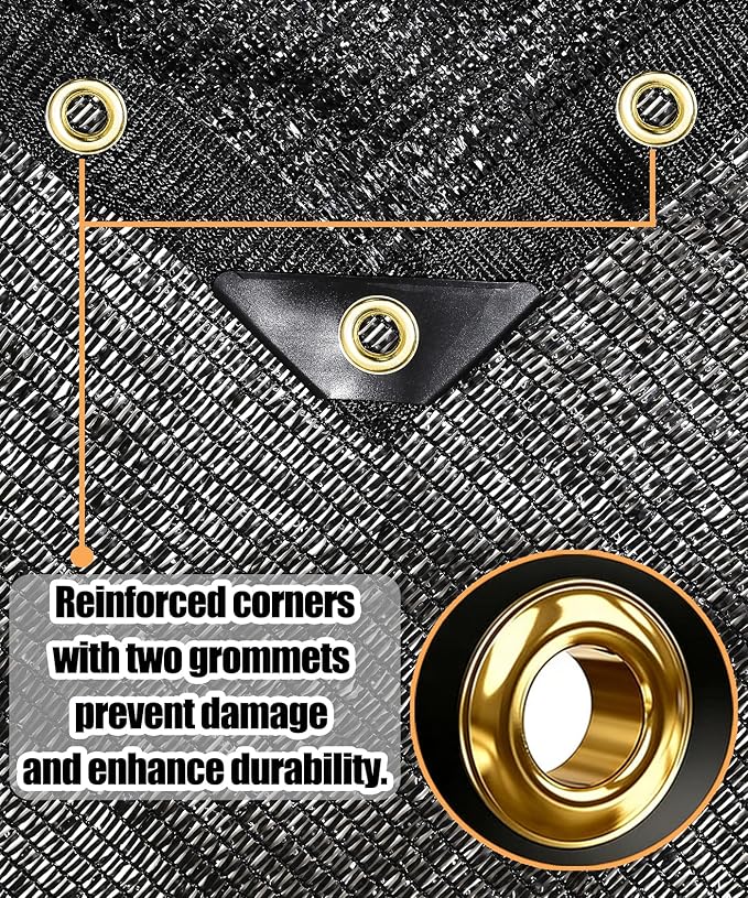 E.share 40%-50% Black Sun Shade Cloth Outdoor - 12Ft X 36Ft Garden Shade Netting with Grommets for Greenhouse, Plant Covers, Patio, Chicken Coop, Barn & Kennel
