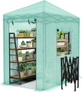Devoko Walk-in Greenhouse, Instant Pop Up Green House for Outdoors with Zippered Door and 2 Roll-up Windows, PE Cover, Portable and Easy Assemble (Green, 6x4 Feet)