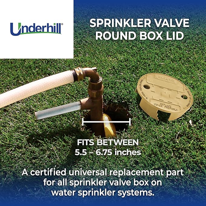 Underhill Sprinkler Valve Round Box Lid, VersaLid 6 Inch to 7 Inch Universal Cover for Automatic Irrigation System, Tan, VL-6T-24, 24 Pack