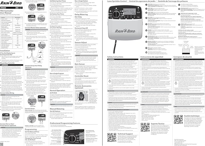 Rain Bird TRU8IW Timer and Smart WiFi Module Bundle, Program-Based Indoor Irrigation Sprinkler Controller/Timer, 8-Zone/Station