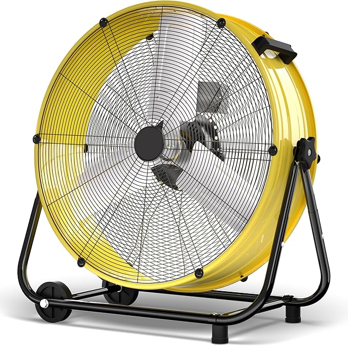 Uthfy 21800 CFM Heavy Duty Industrial Drum Fan, 36 Inch 600W High Velocity Floor Fan with 3 Speeds, 360° Tilt Metal Garage Fan for Warehouse, Commercial, Workshop, Factory and Basement