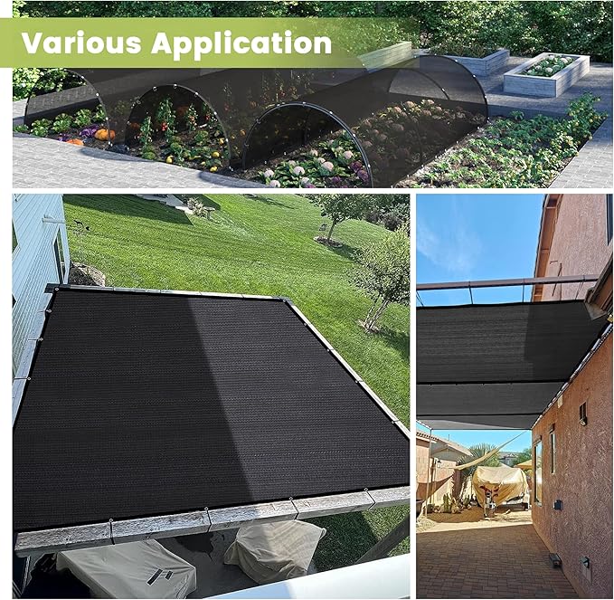 90% Patio Shade Cloth, Outdoor Sun Shade Fabric with Grommets, UV Protection for Backyards, Chicken Coop, Greenhouse, Carport, Garden, Mesh Tarp 3×6 FT, Black