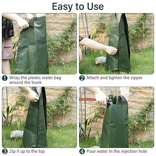 5 Pack Tree Watering Bags, 20 Gallon Slow Release Gator Bags for Trees, Durable PVC Tree Drip Irrigation Bags with Heavy Duty Zipper, Deep Root Targeting