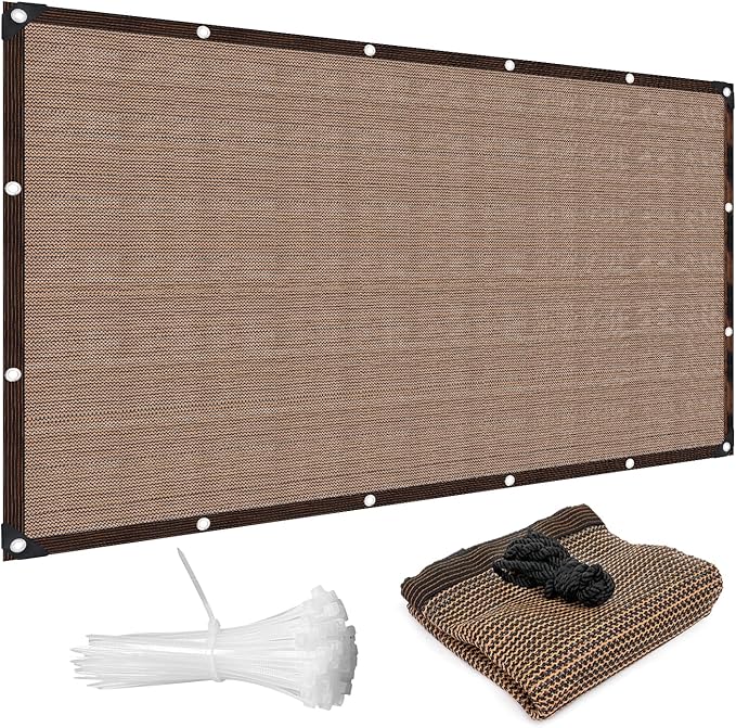 Shade Cloth for Garden, 90% Sun Shade Cloth for Outdoor Patio, 35 FT x 35 FT Pergola Shade Cover Canopy Privacy Screen Balcony, Mesh Tarp Sun Screens for Patio, Garden, Outdoor, Backyard -Mocha