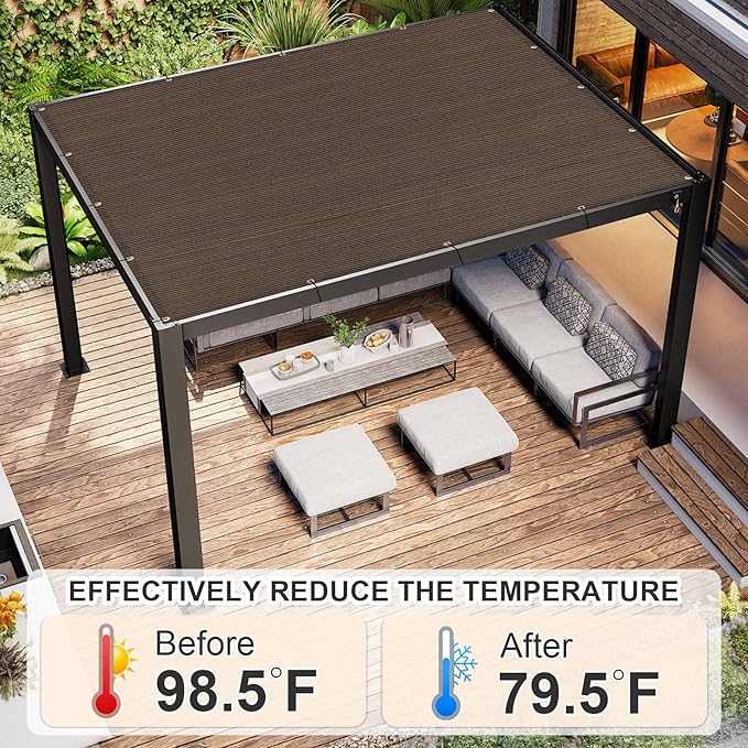 Cool Area Sun Shade Cloth with Grommets 5×6 FT Shade Panel Shade Tarp Screen Fabic for Outdoor Patio Pergola Cover Deck Garden, Brown (Customized)
