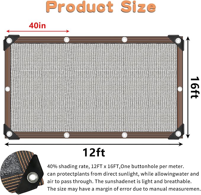 Shade Cloth for Plants Greenhouse, 40-50% Sunblock Shade Sails -for Outdoor Garden Pergola Patio Lawn Plant Sun Shade Cloths for Kennel Chicken Coop Easier to Hang Shade Net Cover