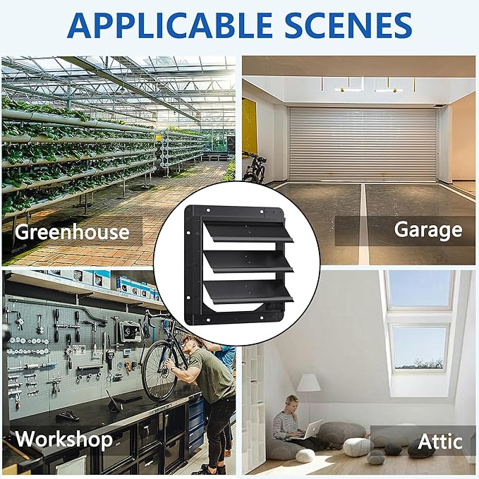 14 Inch Aluminum Automatic Shutter Louver Vent (No Fan Blades and Motor) for Home Attics, Workshops, Barn, Greenhouse
