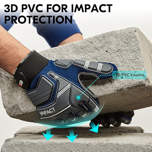 Vgo... Safety Work Gloves - Mechanics, Impact & Anti-Vibration Gloves - Rigger & Heavy Duty (XL, Blue, SL9792IP)