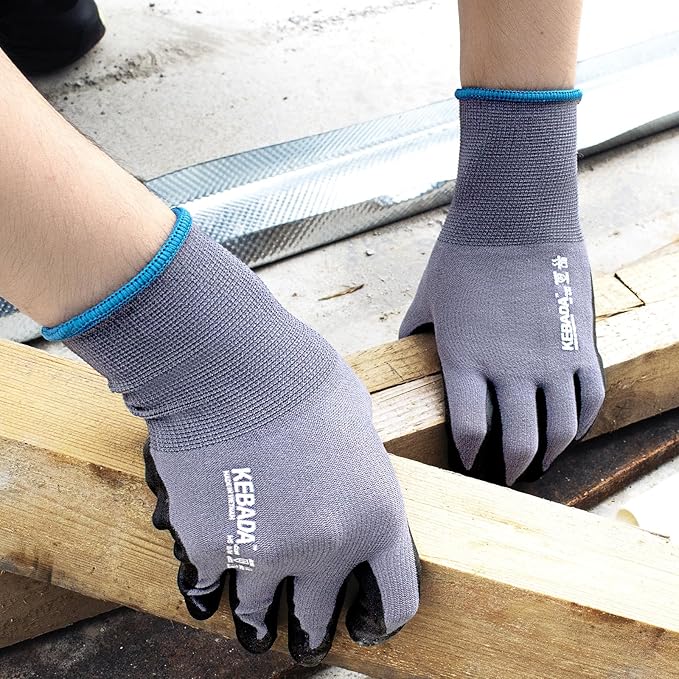 Kebada W5-60 Pairs Bulk Safety Work Gloves Foam Nitrile Coated, Seamless Knit Nylon Glove with Grip, Ideal for Mechanic, Warehouse, Construction & Gardening, Medium