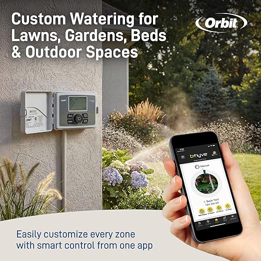 Orbit B-hyve Smart Indoor/Outdoor Sprinkler Controller - 12-Zone - App Controlled Smart Controller with Custom Irrigation Schedules - Weatherproof Multi-Zone Sprinkler System - 57950