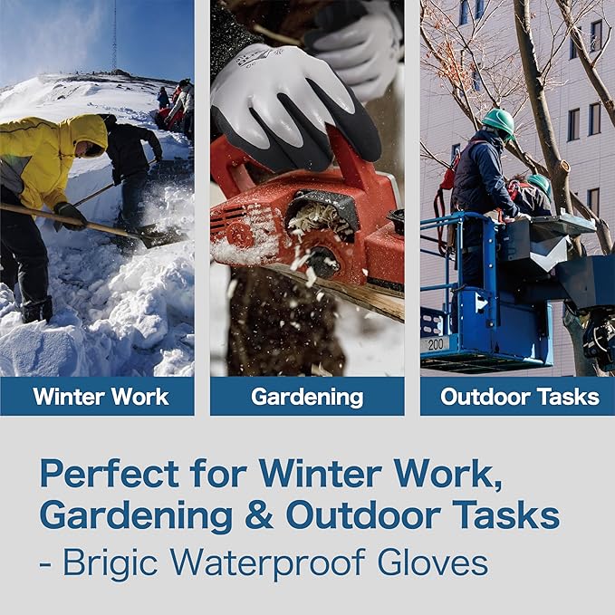 Waterproof Weatherproof Winter Work Gloves, Gray, Ideal for Gardening & Outdoor Tasks