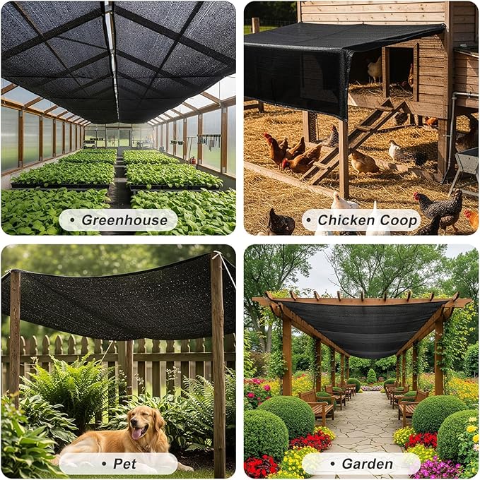 SUNNY GUARD 85-95% Sun Shade Cloth, 20 x 30 FT Black HDPE Mesh – Breathable Garden Shade Cover for Plants, Vegetables, Greenhouse, Patio, Chicken Coop & Dog Kennel