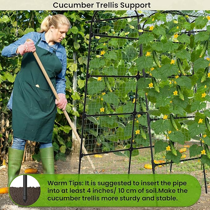 7Ft Adjustable Garden Arch Trellis for Climbing Plants Outdoor, Heavy Duty Rustproof Stainless Steel Cucumber Trellis for Raised Beds, Tall Metal Plant Support for Tomato, Squash, Beans, Flowers