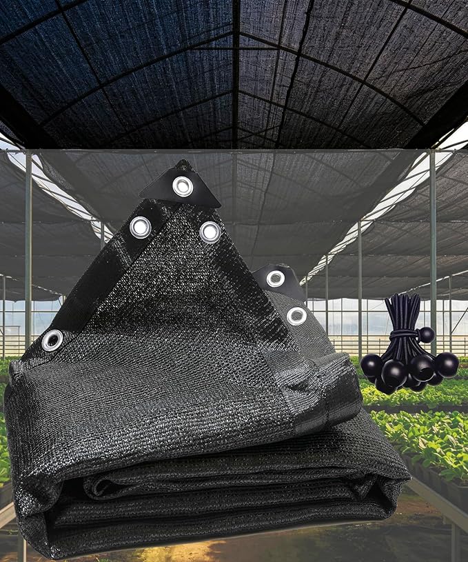 90% Black Shade Cloth 10ft x 8ft Heavy Duty Outdoor Mesh Tarp with Grommets，Sun Shade Canopy for Patio，Garden，Greenhouse，Chicken Coops，Plants Vegetables，Swimming Pool