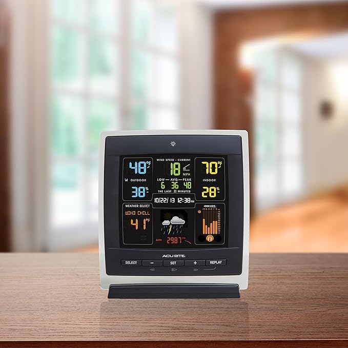 AcuRite Notos (00622) Pro Color Weather Station with Wind Speed, Temperature and Humidity, dark theme