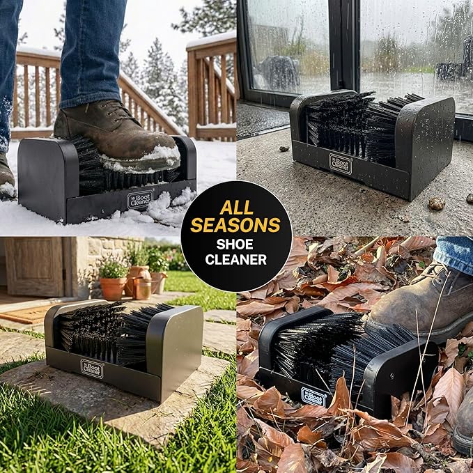 Heavy Duty Boot Brush Cleaner Outdoor Floor Mount or Portable Commercial Boot Scraper/Scrubber with Hardware, Plastic