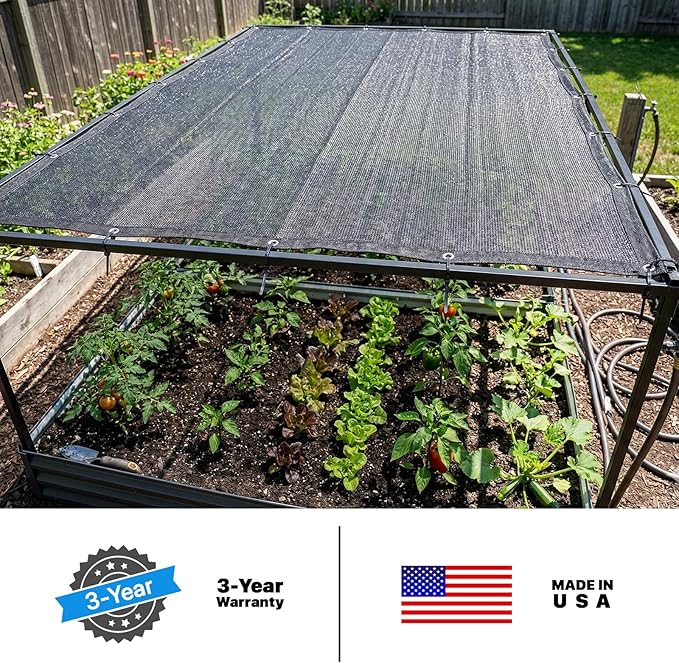 ShadeMart 50% Shade Cloth for Plant, Black 9FT x 74FT Custom Size Outdoor Shade Tarp, Shade Cover with Upgrade Grommets and Zip Ties, Netting Sunblock Net for Vegetables Flower Garden Greenhouse.