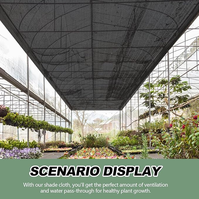 6 x 100 ft Shade Cloth Black Shade Cloth Roll for Covering Garden 70% Mesh UV Resistant Net with Ties for Patio Outdoor Greenhouse Fence Flower Plant Cover Canopy